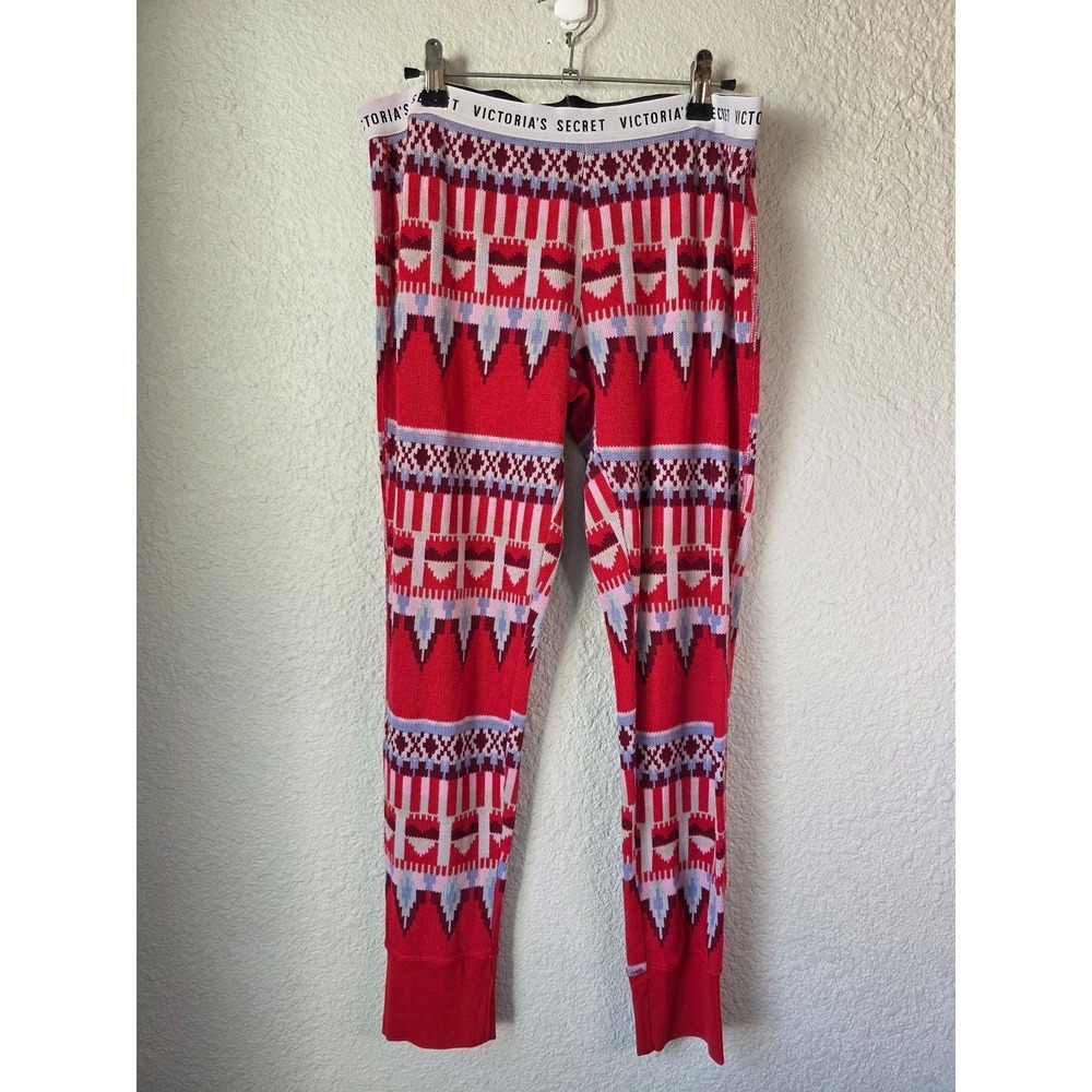 Victorias Secret Lounge Pajama Pants Red Fair Isle Sleepwear‎ Womens L
